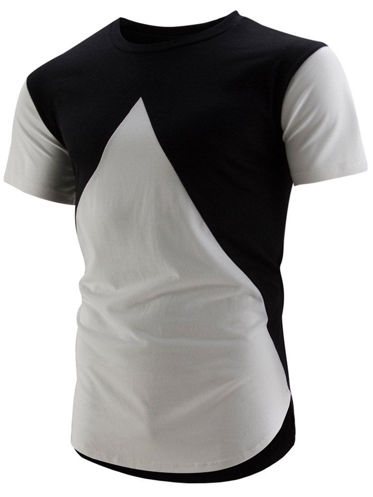 

High-Low Hem Colorblock T-Shirt, Black