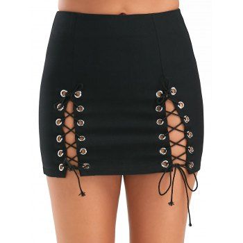 [41% OFF] 2024 High Slit High Waisted Mini Club Skirt In BLACK | DressLily
