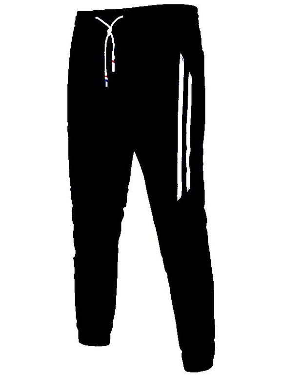 Casual Stripe Trim Jogger Pants - Noir 33