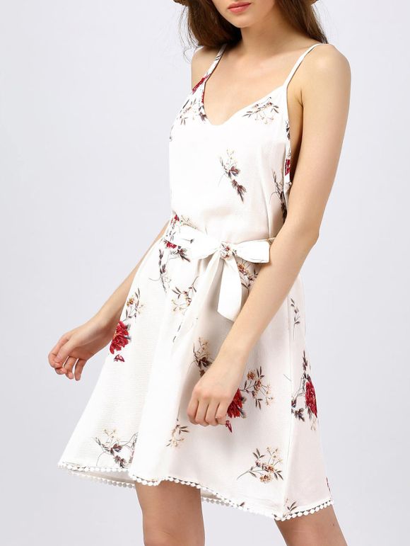 Robe imprimée à imprimé floral - Blanc XL