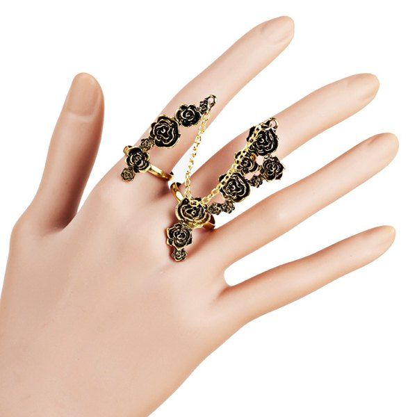 

Flower Rose Full Multi Finger Ring, Golden