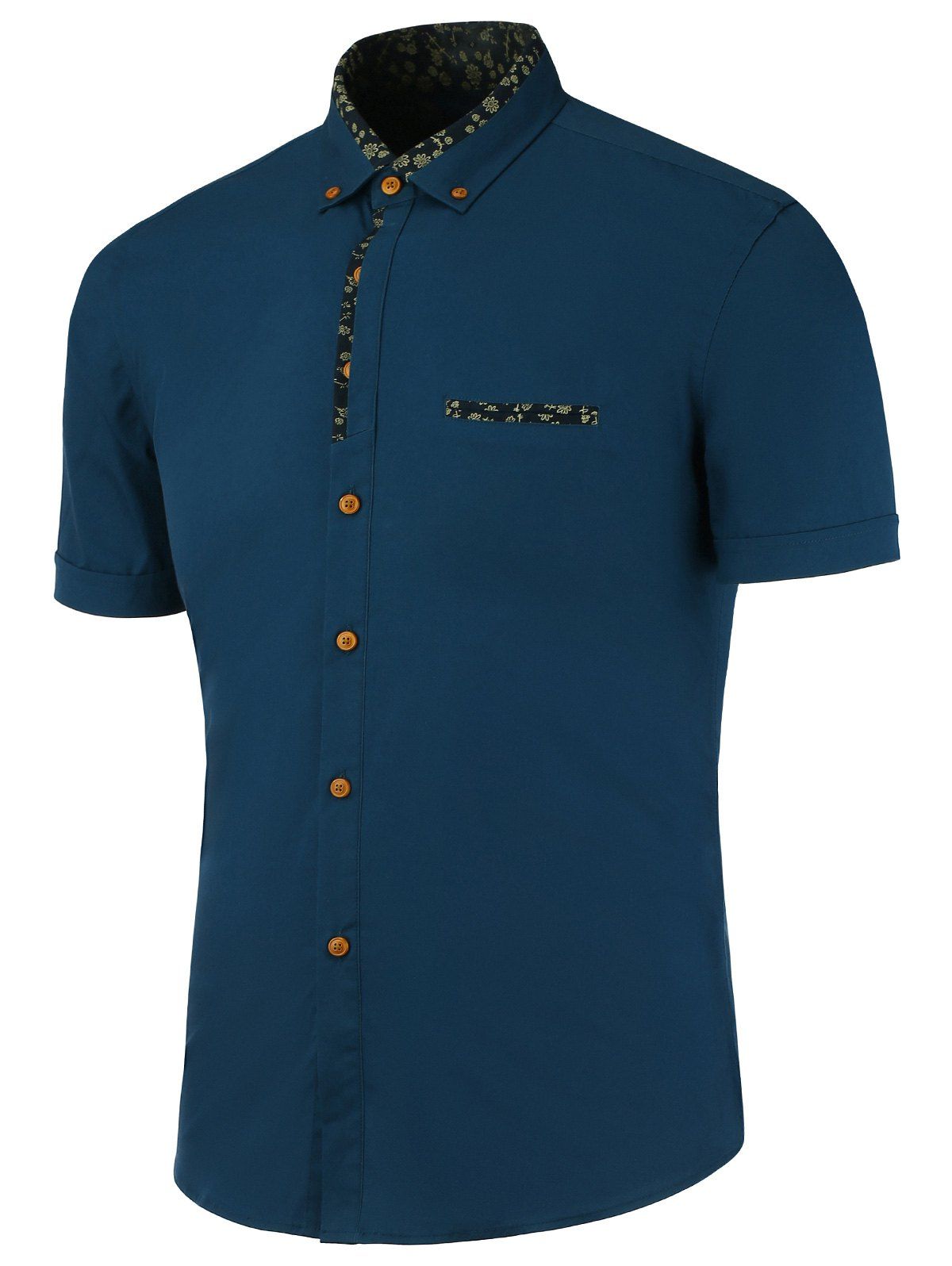 

Floral Printed Button Down Casual Shirt, Blue