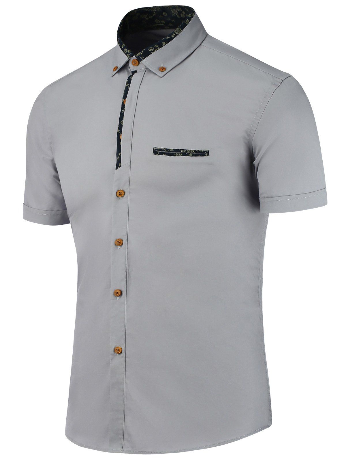

Floral Printed Button Down Casual Shirt, Gray