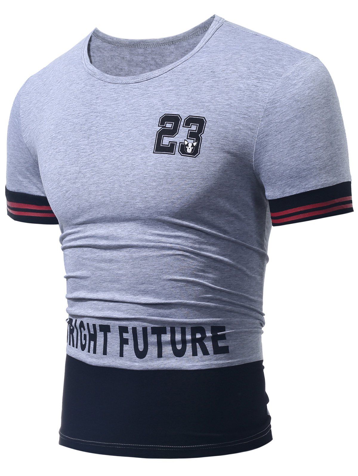 

Color Block 23 Graphic Printed Tee, Light gray