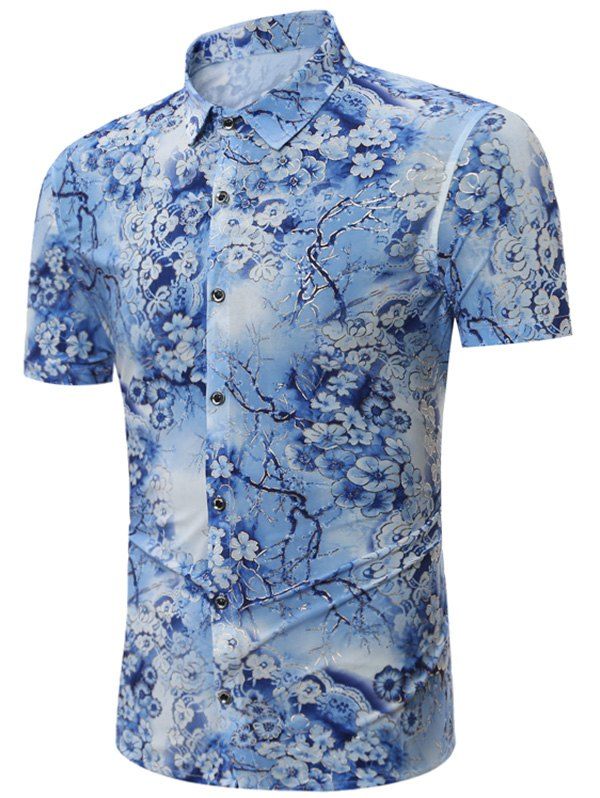 

All Over Floral Print Short Sleeves Shirt, Blue