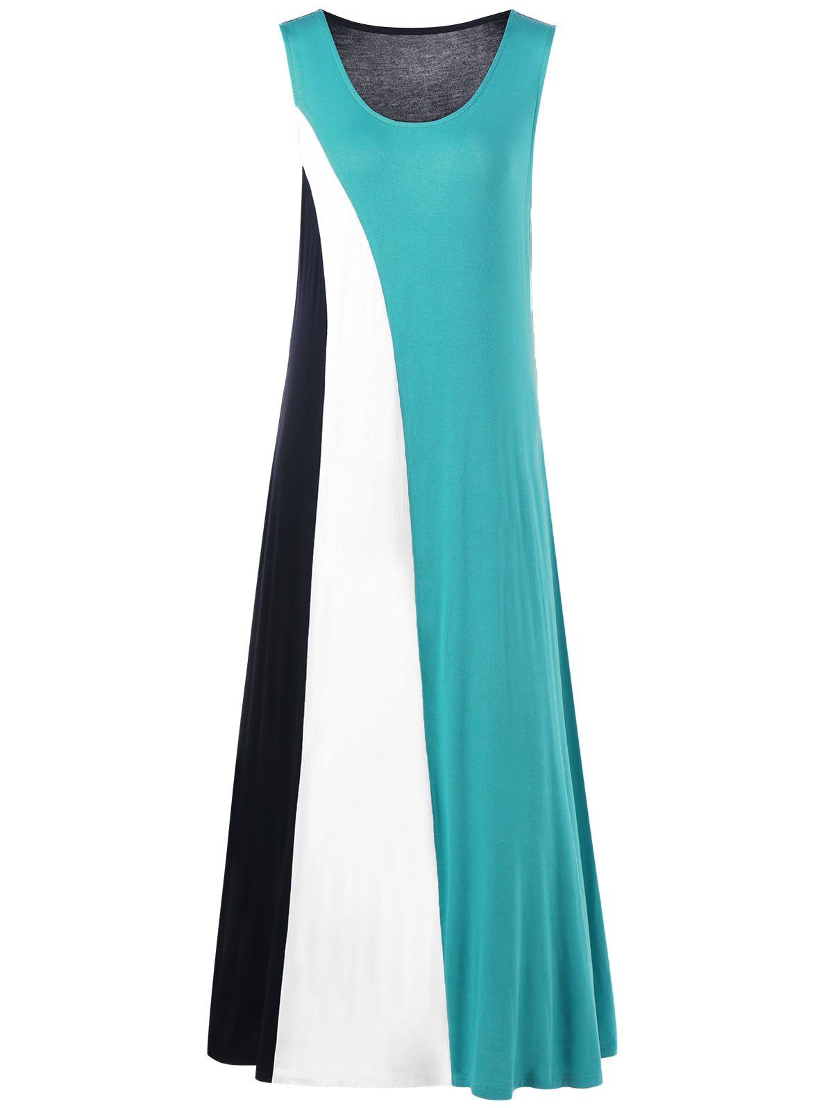 

Plus Size Color Block Maxi Tank Dress, Colormix