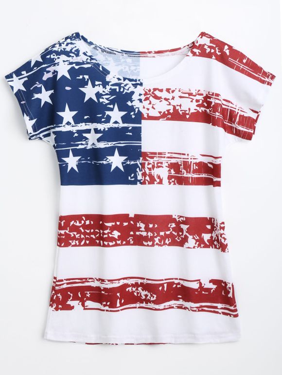 T-shirt imprimé drapeau américain - Blanc L