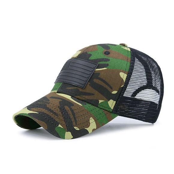 Chapeau de Baseball en Maille Motif Camouflage avec Rectangle en Caoutchouc - Camouflage 