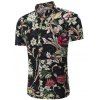 Chemise à manches courtes à motifs floraux - Noir 5XL