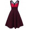Sweetheart Neck Polka Dot Party Dress - Rouge et Noir M