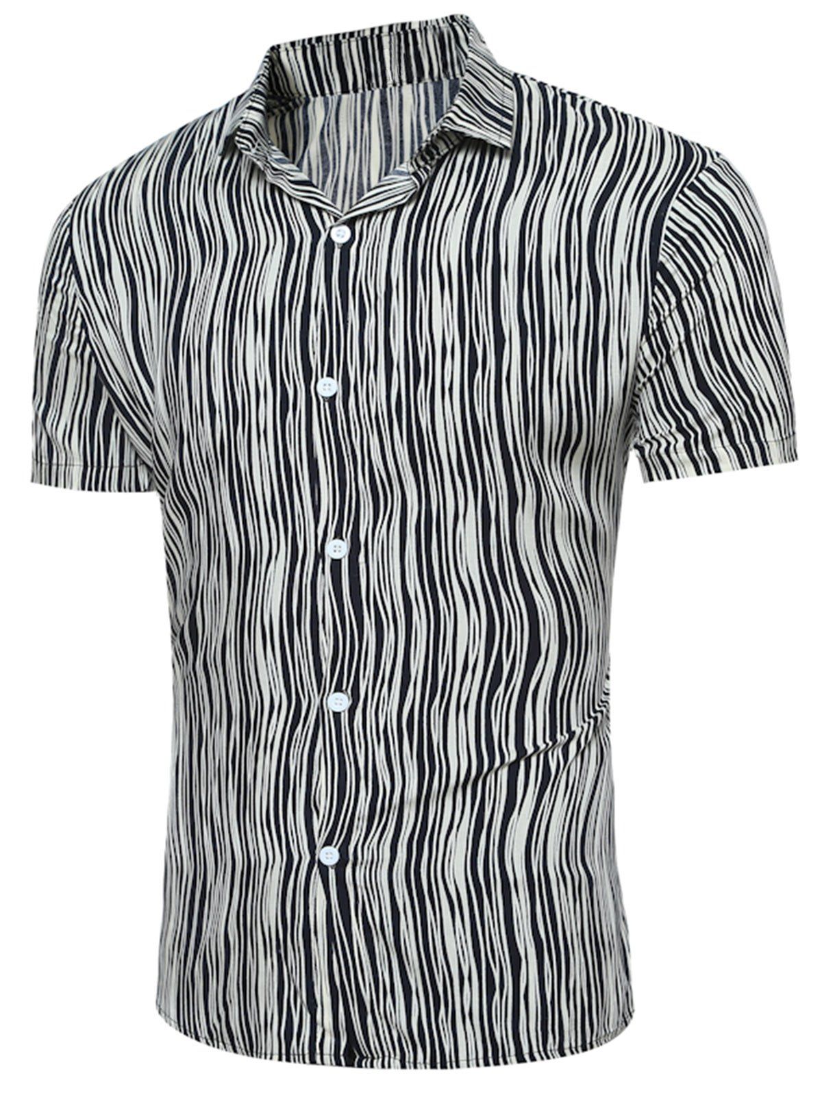 

Short Sleeve Color Block Stripe Breathable Shirt, Black stripe