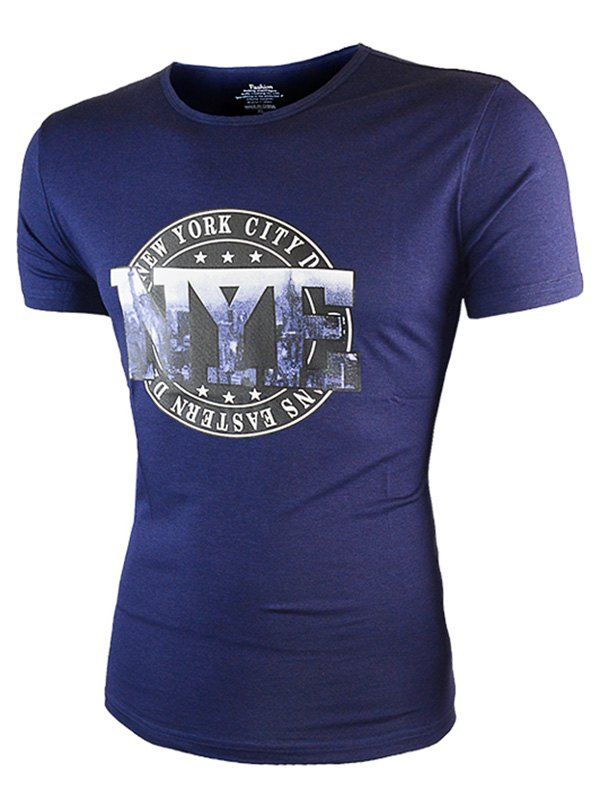 

Short Sleeve Graphics Print T-Shirt, Cadetblue