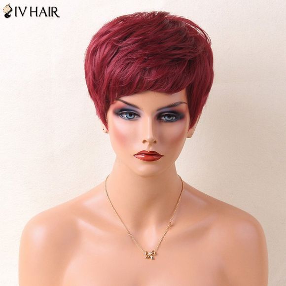 Siv Hair Pixie Natural Short Straight Layered Hair Hair Wig - Rouge vineux 