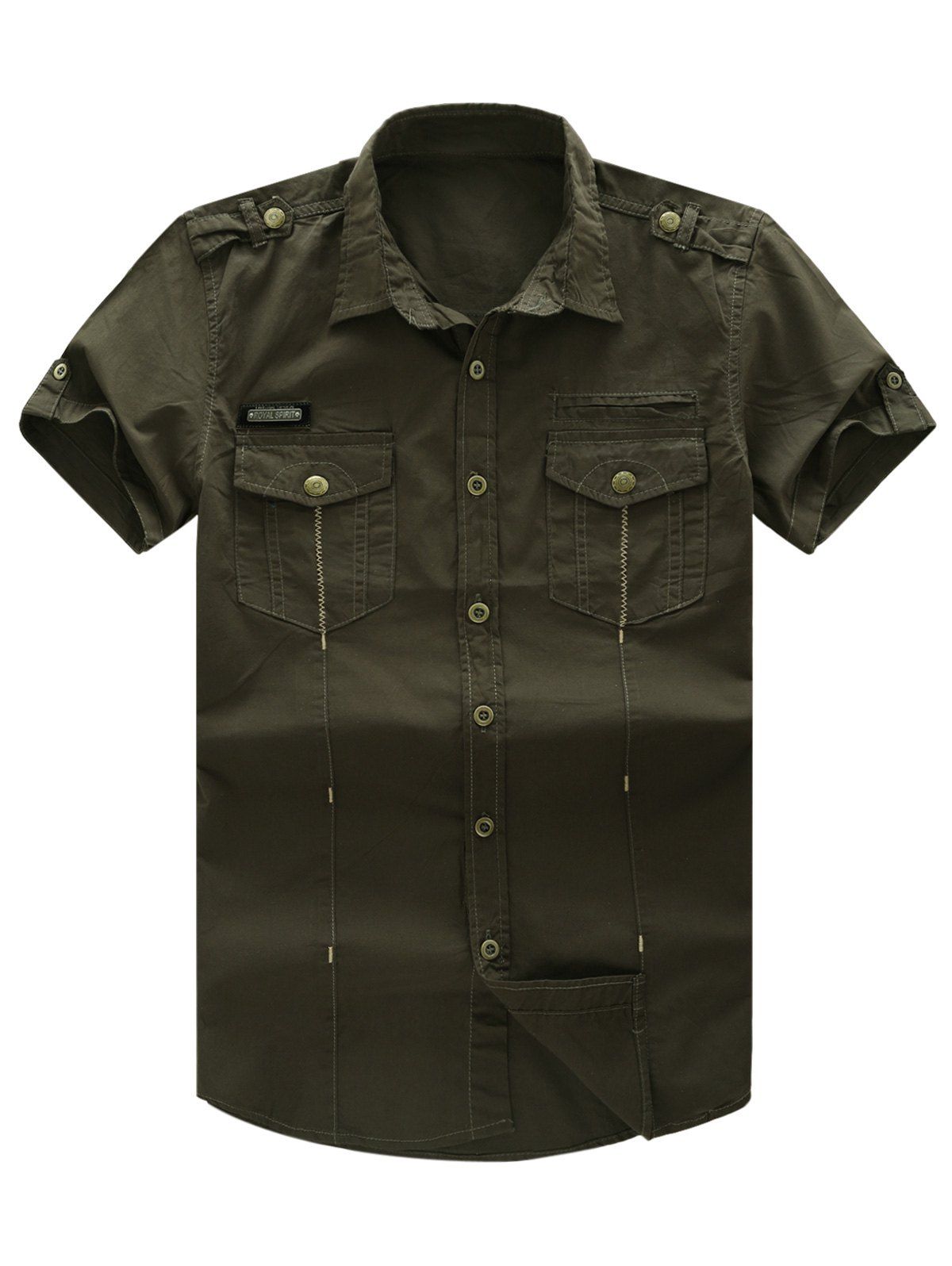 [41% OFF] 2021 Short Sleeve Pocket Military Shirt With Epaulet In ARMY ...