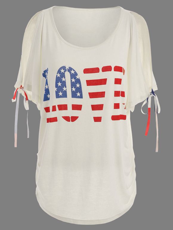 T-shirt graphique d'amour de drapeau américain - Blanc Cassé 2XL