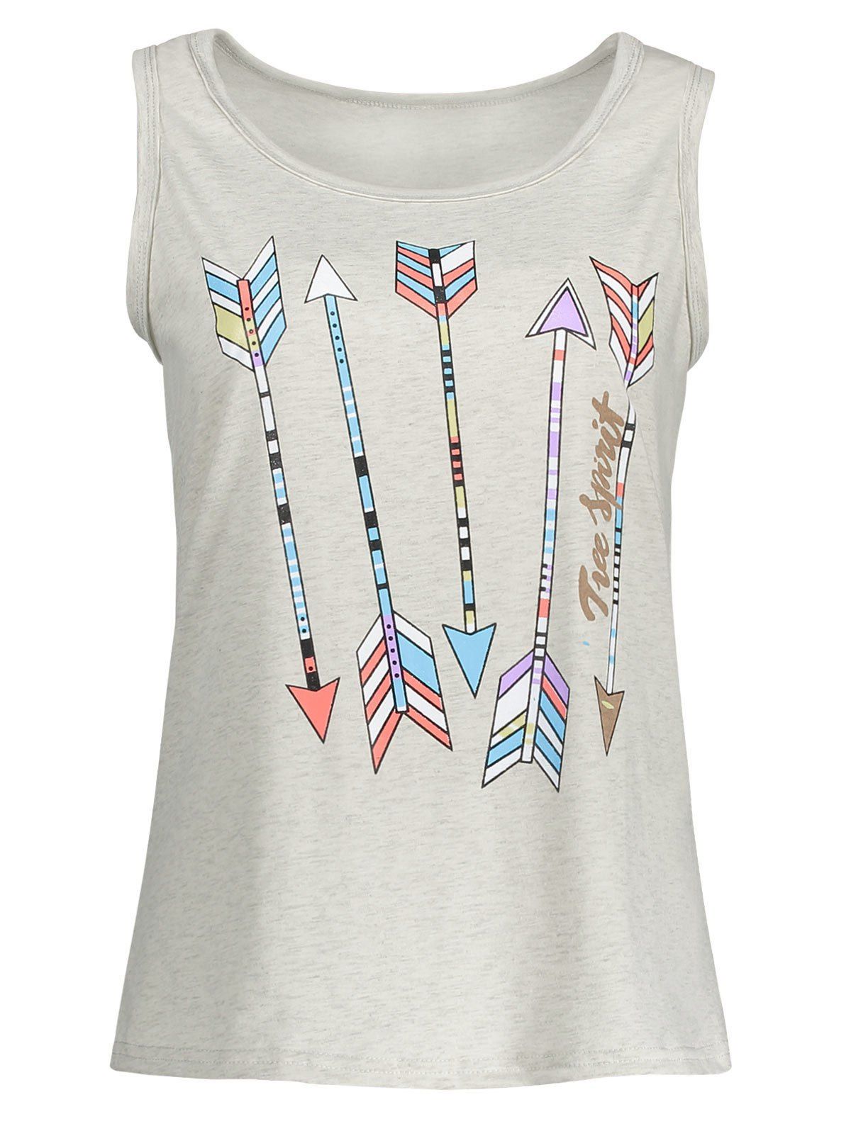 

Arrow Print Sleeveless Top, Light gray