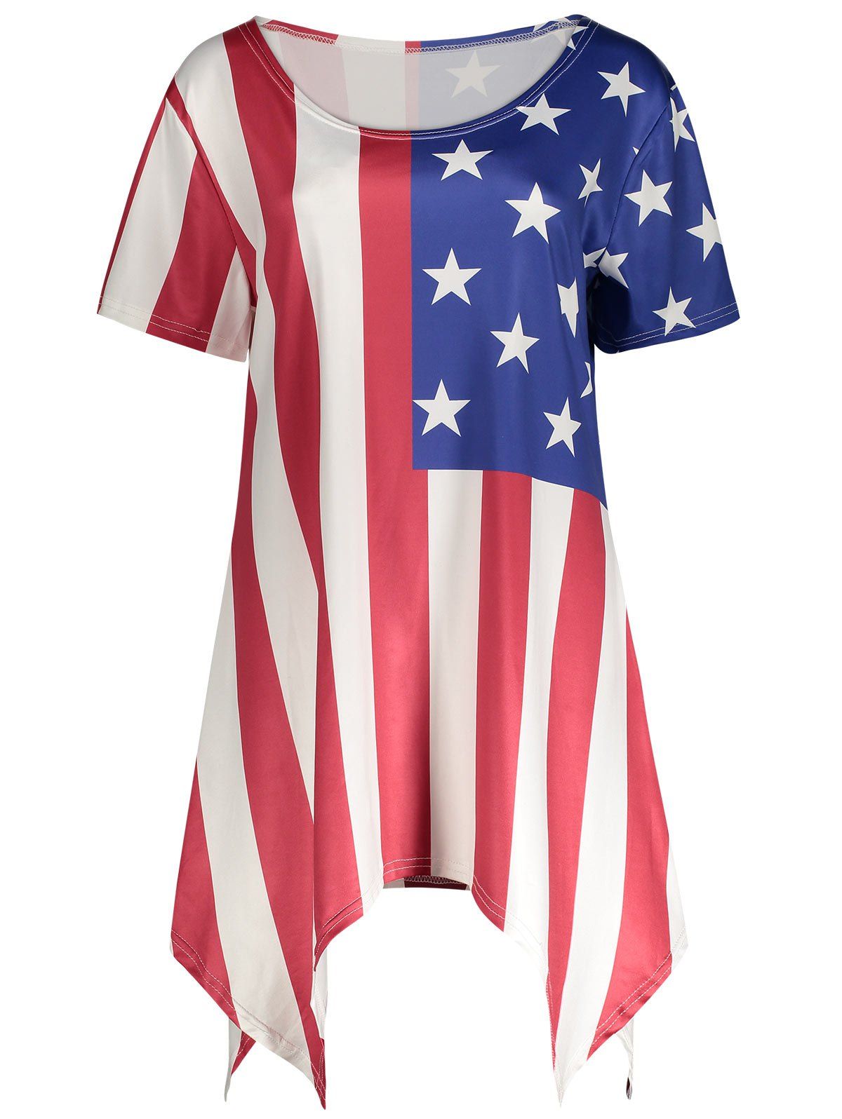 [17% OFF] 2021 Asymmetric American Flag Print Plus Size Top In ...