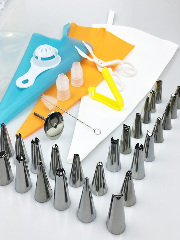 

DIY Cake Decorating Squeeze Cream Tools Stainless Steel Piping Nozzle Set, Sky blue