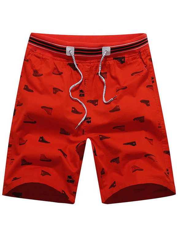 Allover Sneakers Print Boardshorts - Rouge XL