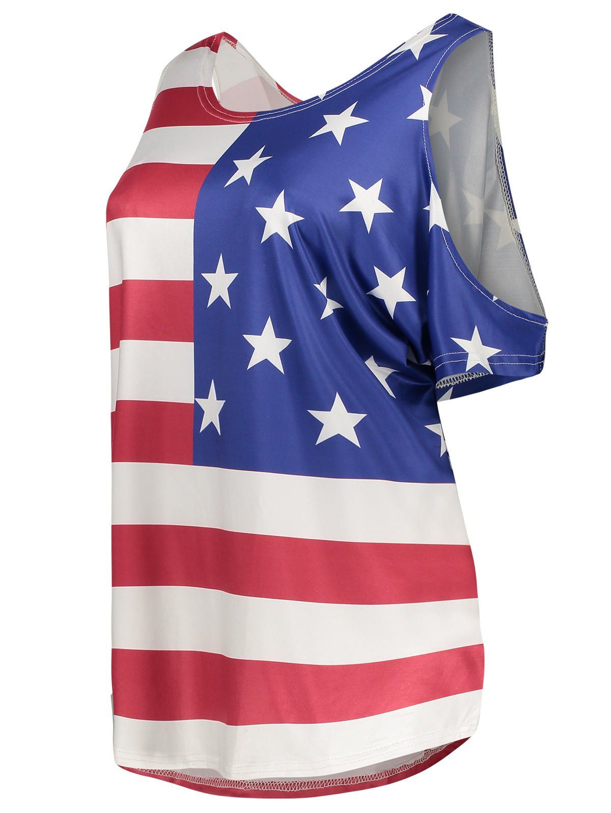 off shoulder american flag shirt