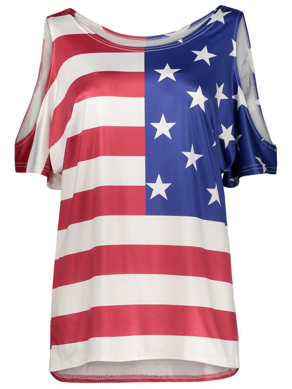 Haut Imprimé Drapeau Américain Patriotique à épaules Nues Grande Taille - multicolor 3XL