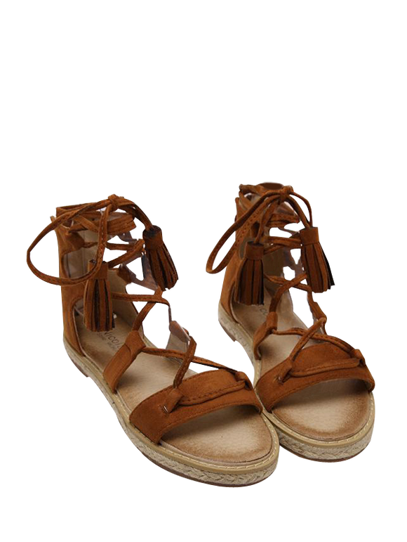 Sandales brunes avec espadrilles de lacets - Brun 38