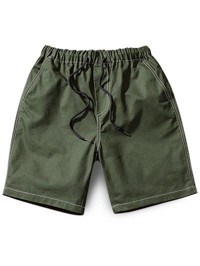 Coutures à manches longues Shorts décontractés - Vert Armée 2XL