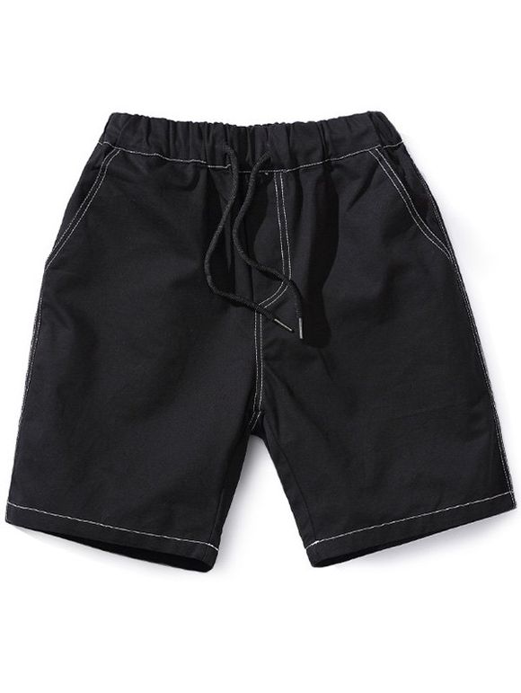 Coutures à manches longues Shorts décontractés - Noir 2XL