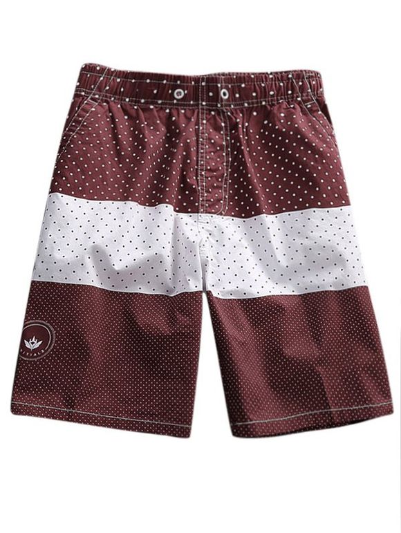 Polka Dot Print Shorts en couleur - Rouge XL