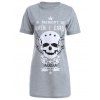 Robe T-shirt Imprimée Crâne à Manches Courtes - Gris Clair S