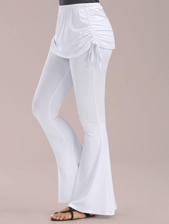 Pantalons évasés à haute taille avec dentelle - Blanc S