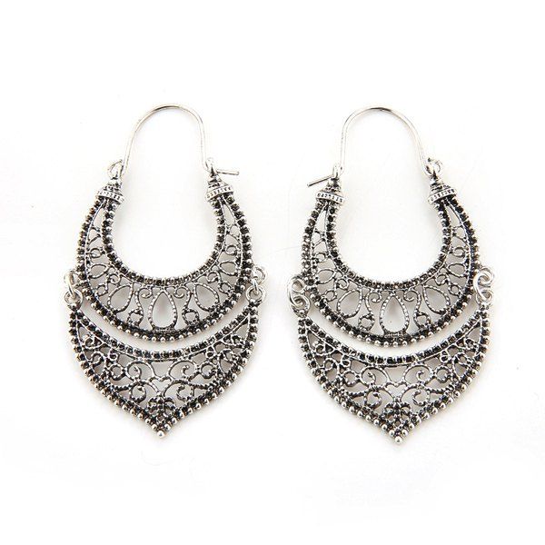 

Roman Hollow Out Layered Earrings, Silver