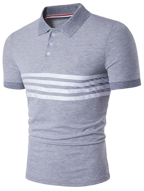 Stripe Selvedge Embellished Polo T-Shirt - Gris M