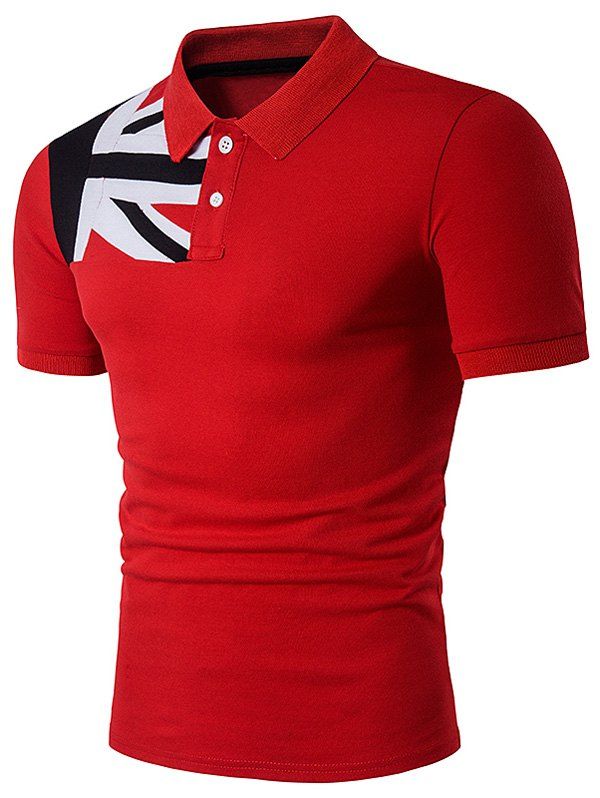 

Color Block Flag Panel Polo T-Shirt, Red