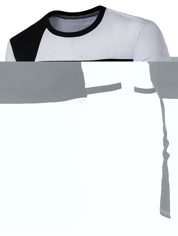 

Short Sleeve Color Block Cross Panel T-Shirt, White