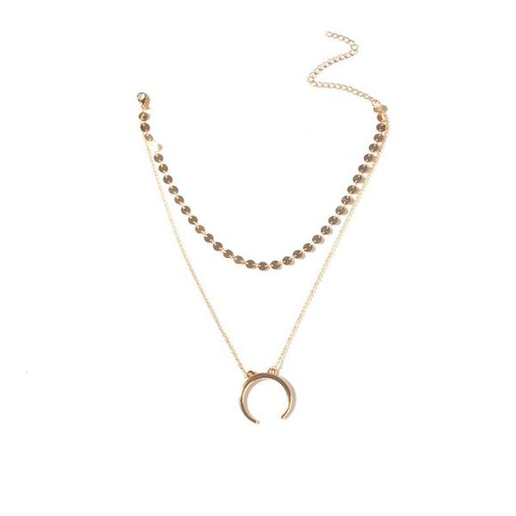 Crescent Double Link Chain Rounds Necklace - d'or 