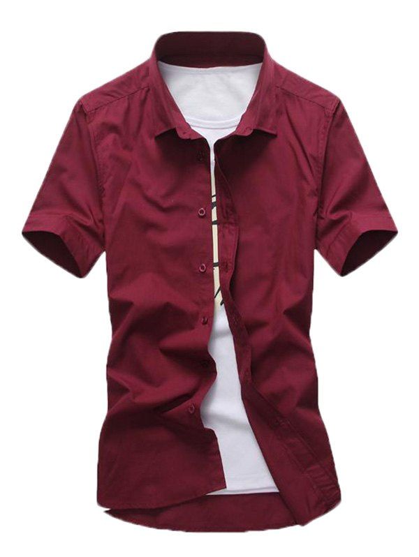 

Turn Down Collar Casual Shirt, Wine red
