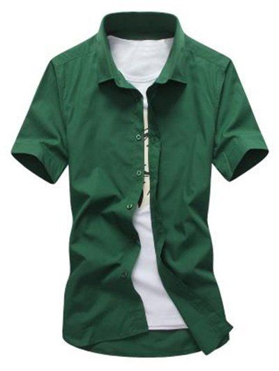 

Turn Down Collar Casual Shirt, Blackish green