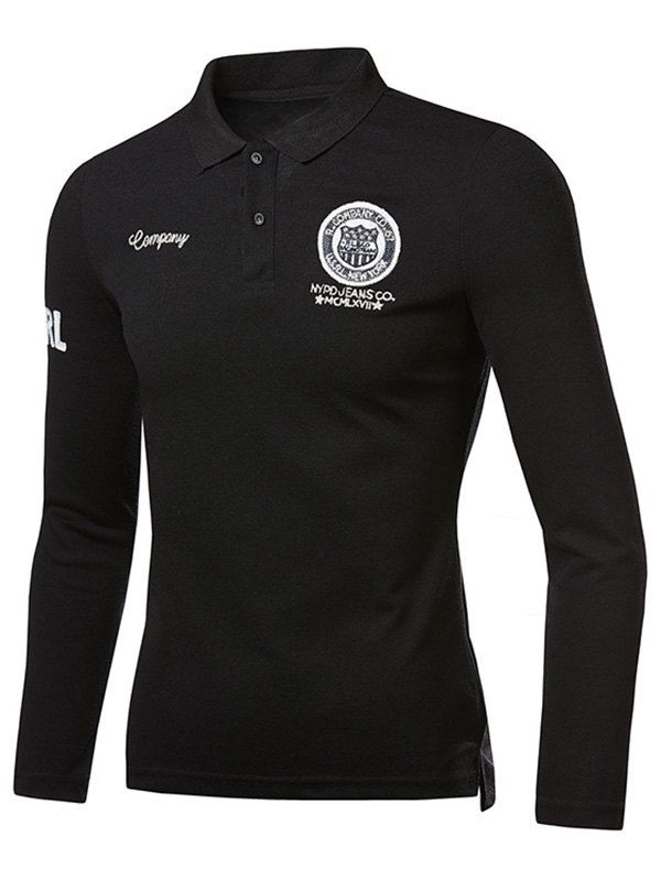 

Embroidered Long Sleeve Tee, Black