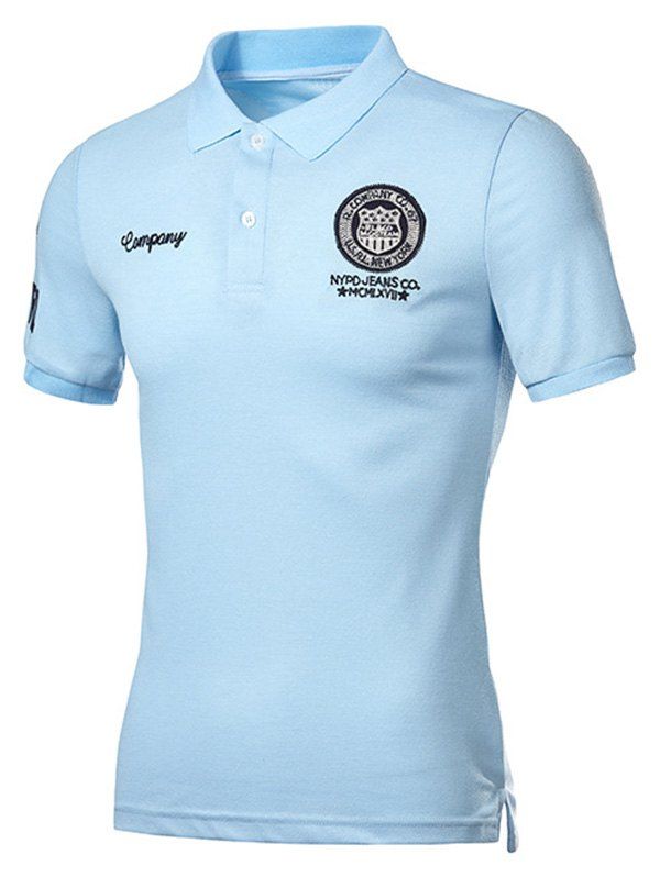 

Embroidered Patched T Shirt, Windsor blue