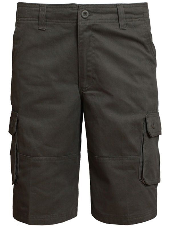 

Zip Fly Shorts with Multi Pockets, Black brown