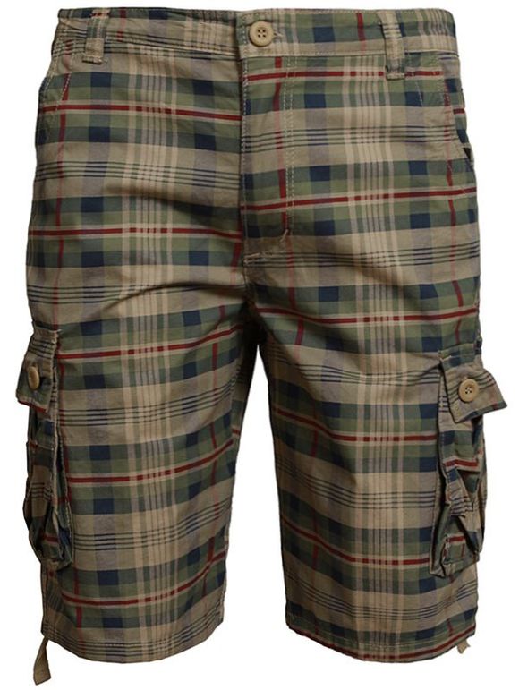 Short Multi-poches avec Fermeture à Bouton - Kaki 38