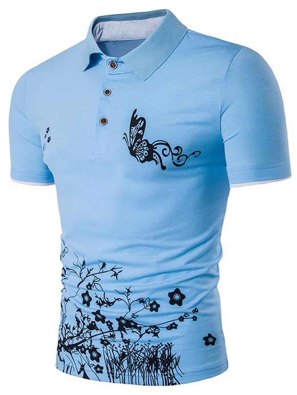 T-shirt à imprimé papillon et imprimé floral - Nuageux XL