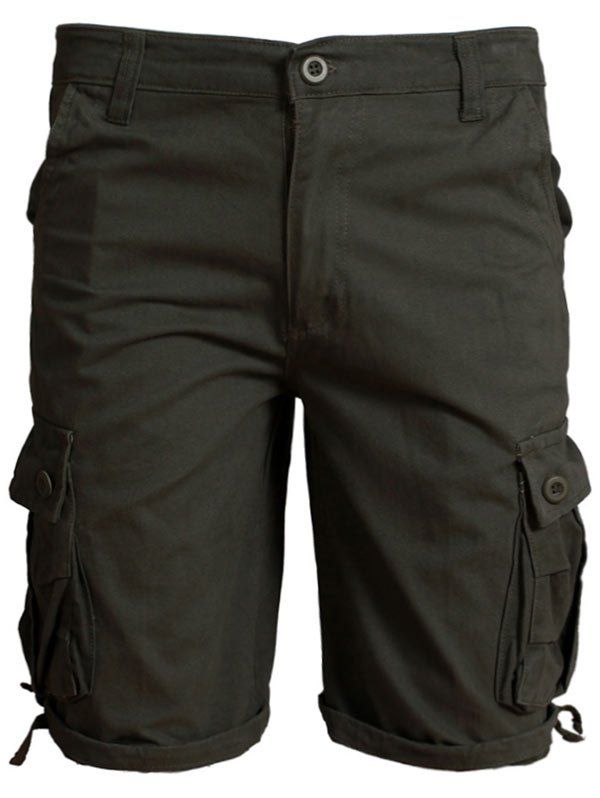 

Zipper Fly Shorts with Flap Pockets, Black brown