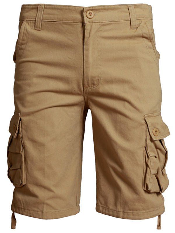 

Zipper Fly Shorts with Flap Pockets, Khaki