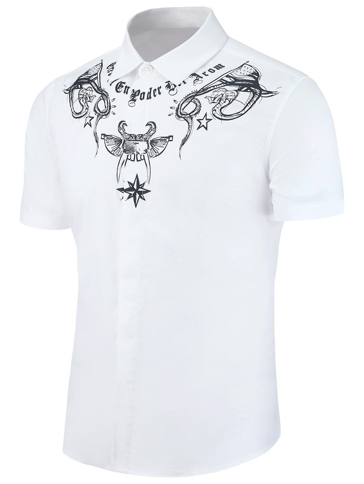 

Button Placket Short Sleeve Shirt, White