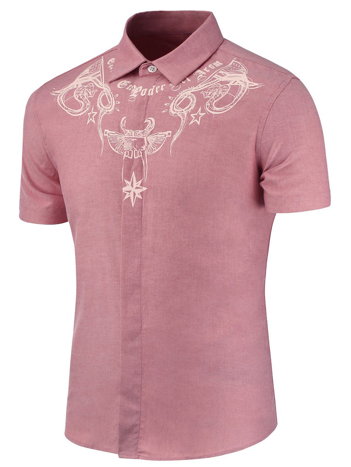 

Button Placket Short Sleeve Shirt, Light pink
