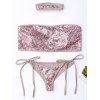 Sequined String Strapless Bandeau Bikini avec Choker - Rose Pailleté XL