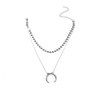 Crescent Double Link Chain Rounds Necklace - Argent 