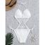 Halter Crochet Padded Backless Swimsuit - WHITE S